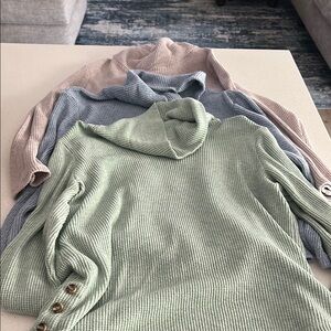 Croft & Barrow Women's Cowl Neck Sweater in Green, Blue, and Pink (3 pack)